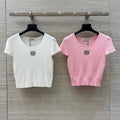 Embroidered-Logo Fitted Knit Tee