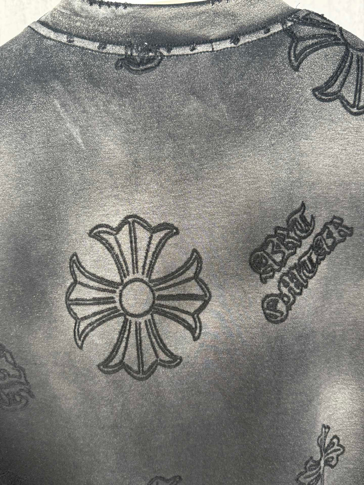 American style acid pickling, laser burning, flower pasting, fabric embroidery, couple casual short sleeved T-shirt