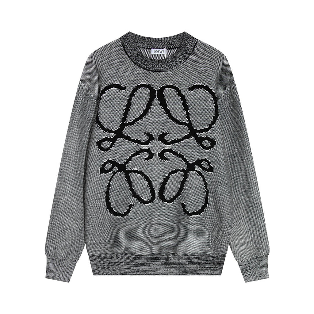 Round neck classic jacquard large logo sweater
