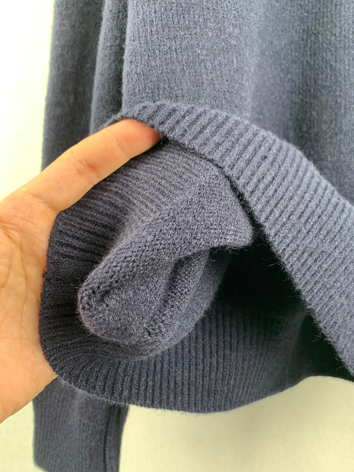 Solid color round neck cashmere knit sweater