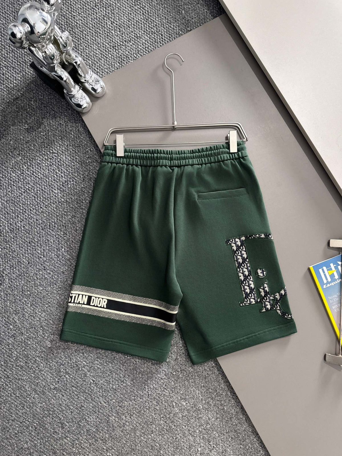 Plush striped letter casual shorts