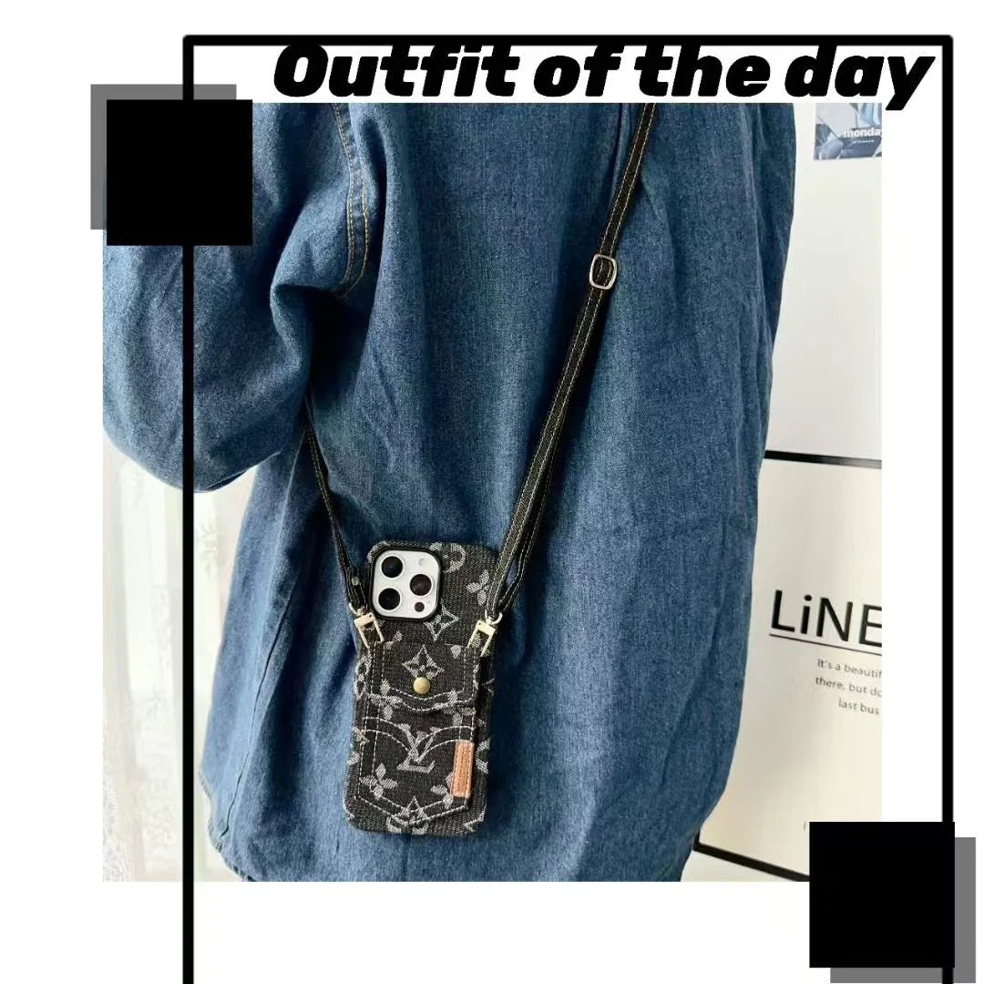 Casual denim card bag phone case