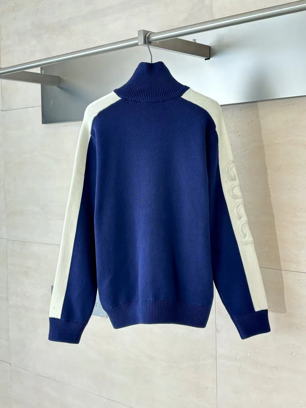 Embroidered patchwork woolen zipper jacket