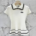 Sweet Color-Block Peter Pan Collar Knit Top