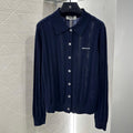 Lapel-Design Openwork Knit Cardigan