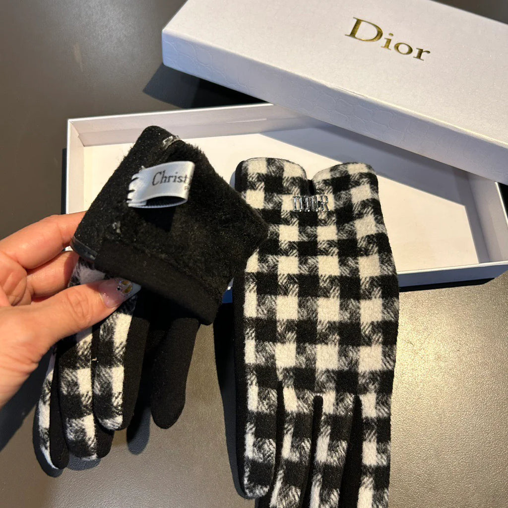 Thousand bird grid wool gloves