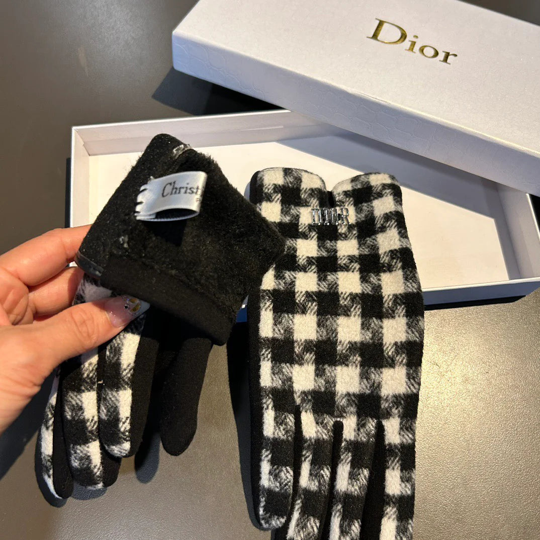 Thousand bird grid wool gloves