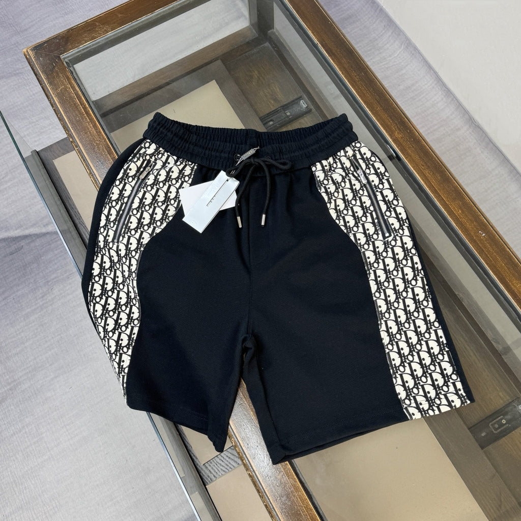 Latest double-sided letter jacquard splicing casual shorts