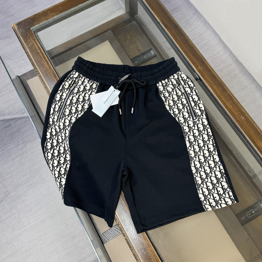 Latest double-sided letter jacquard splicing casual shorts