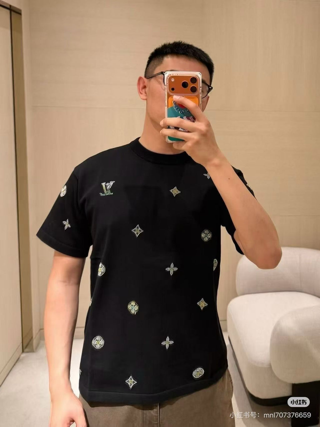 Summer New Letter Flower Hot Diamond Knitted Short Sleeve T-shirt