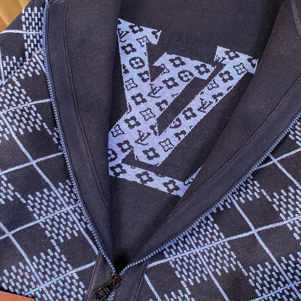 GeMan printed chest letter logo cardigan sweater