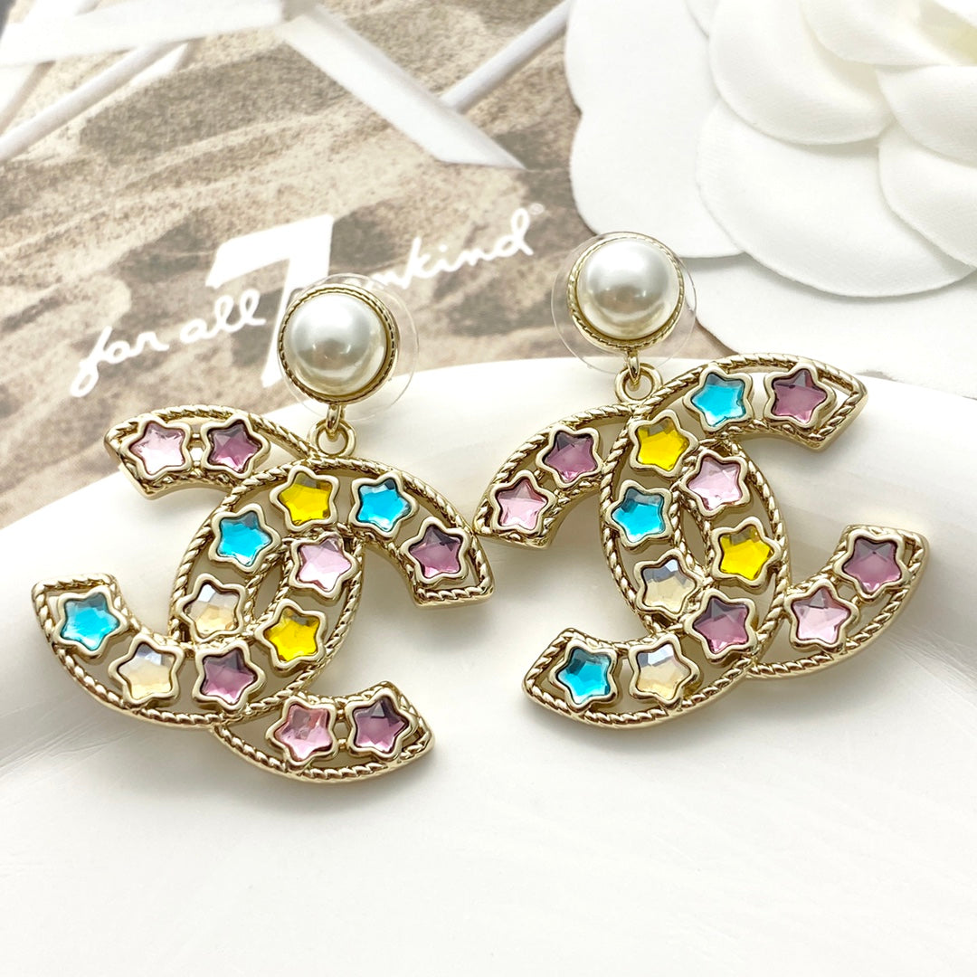 Colorful Diamond Star Pearl Earnail