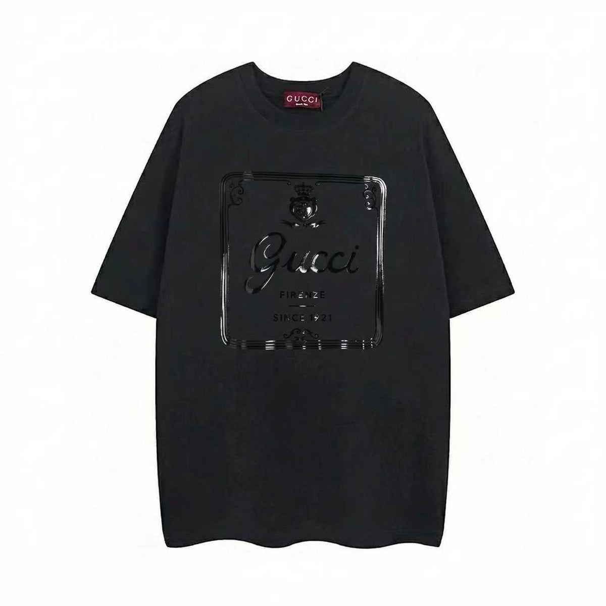 New round neck pullover adhesive printed soft knitted cotton T-shirt