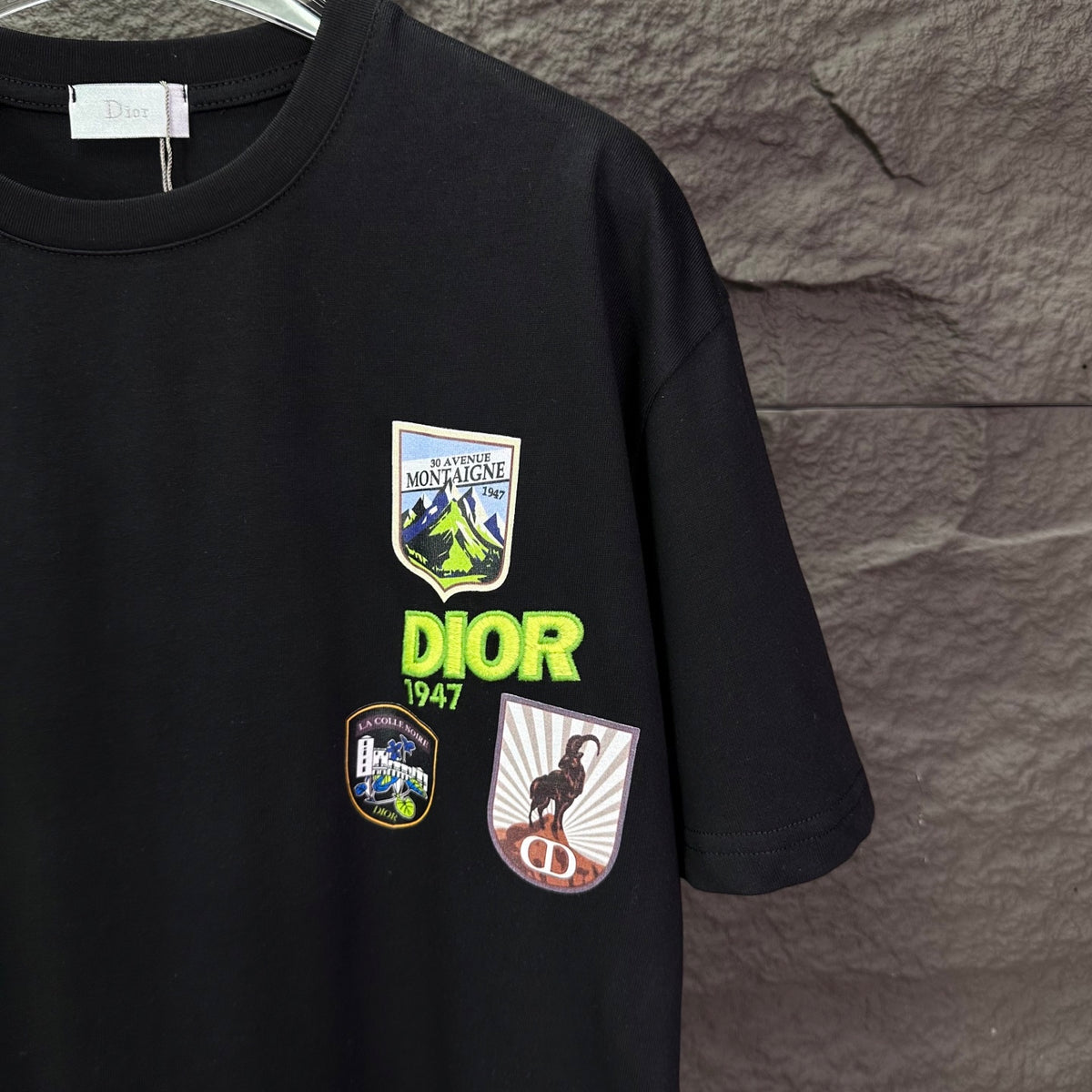 New badge printed embroidered letters couple's short sleeved T-shirt