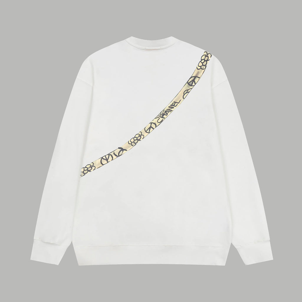 Printed looped long sleeved hoodie