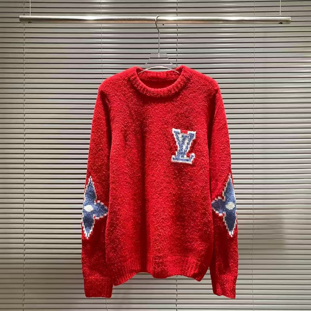 Four leaf clover jacquard round neck sweater
