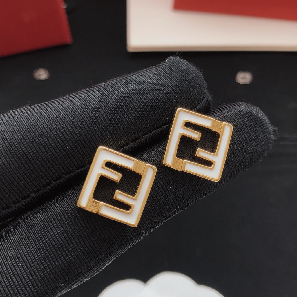 White square hollow earrings