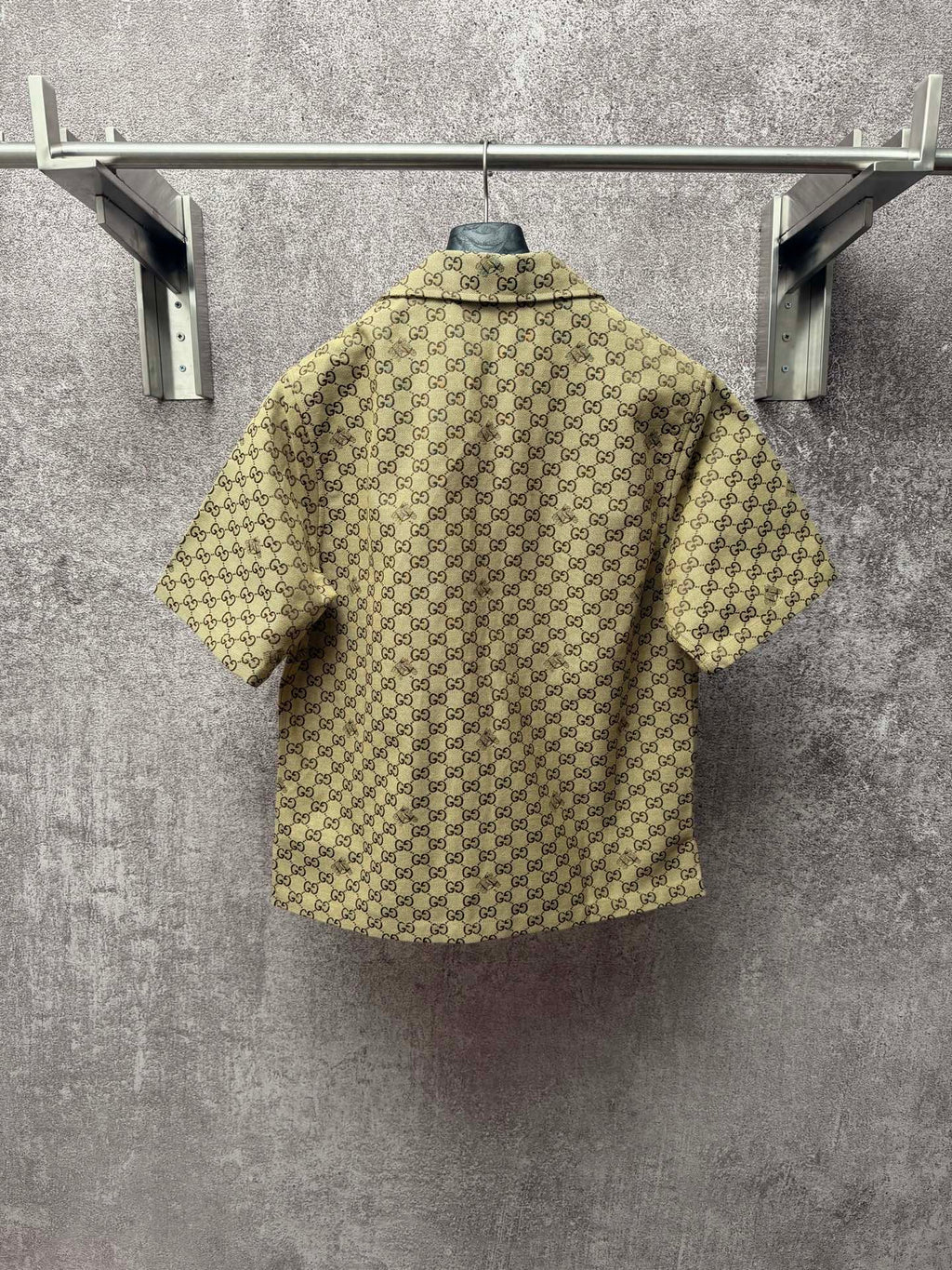 Spring and summer new equestrian embroidery square collar single breasted full printed LOGO short sleeved shirt