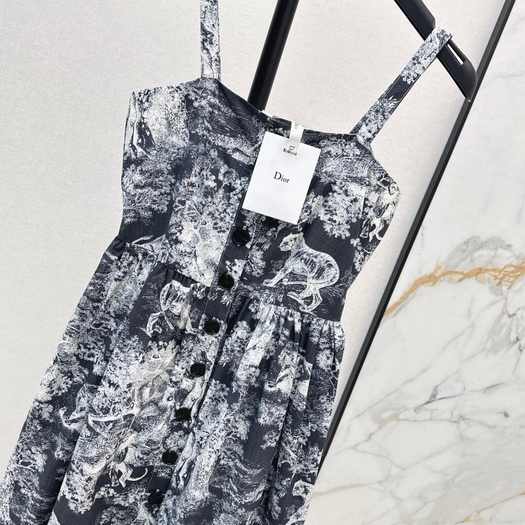 Minimalist Jungle Print Strappy Dress
