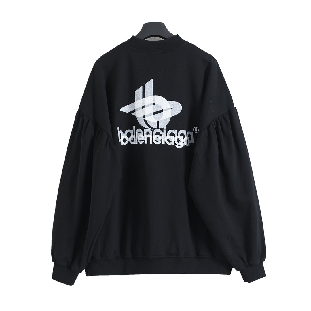 Phantom print bat sleeve round neck hoodie