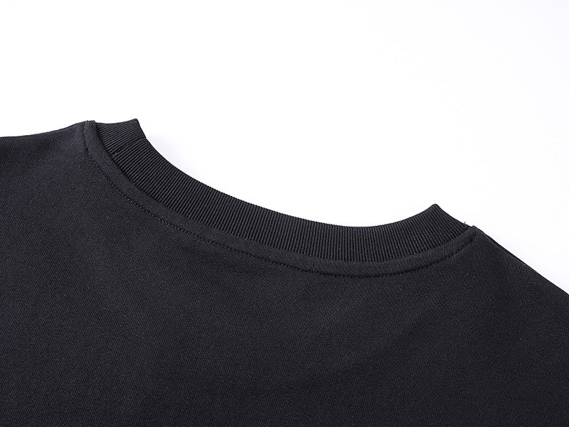 New round neck pullover adhesive printed soft knitted cotton T-shirt
