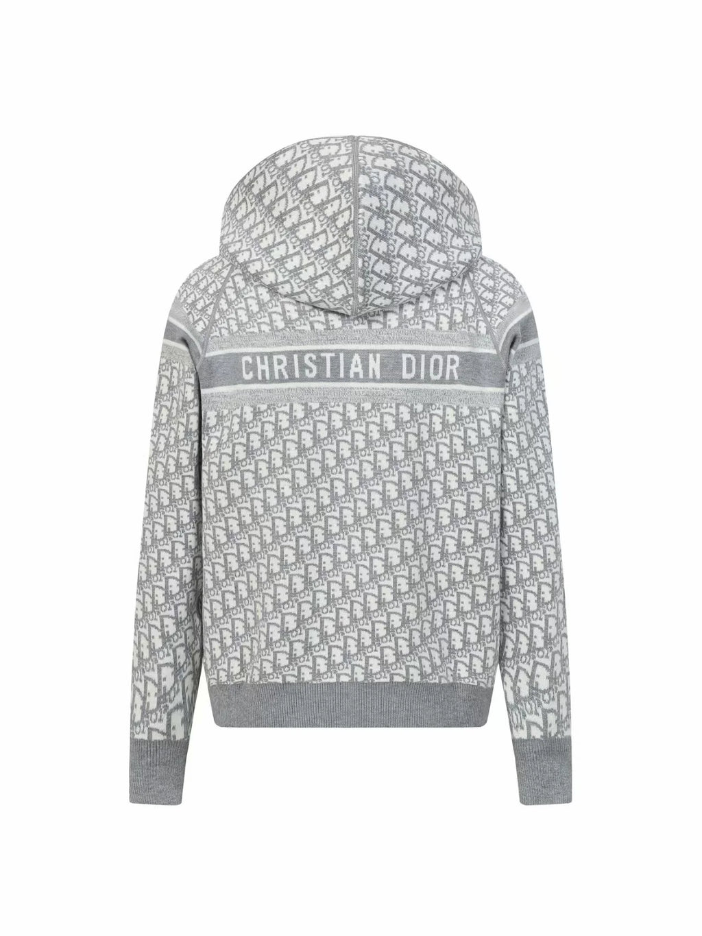 Double sided jacquard cashmere knitted hoodie