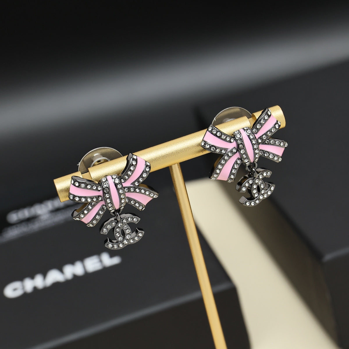 Colorful powder enamel bow earrings