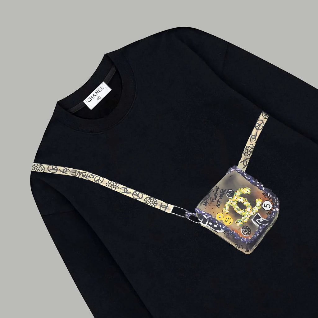 Printed looped long sleeved hoodie