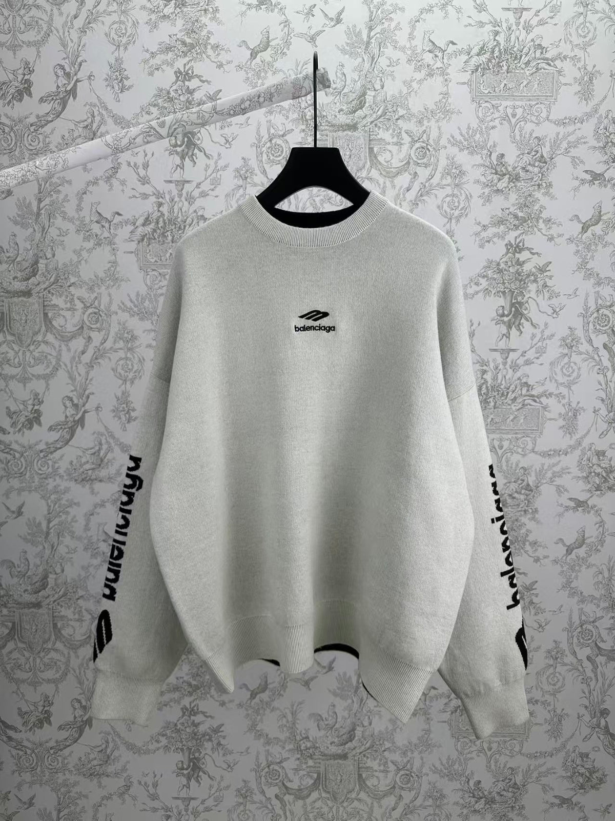 Embroidered jacquard sweater