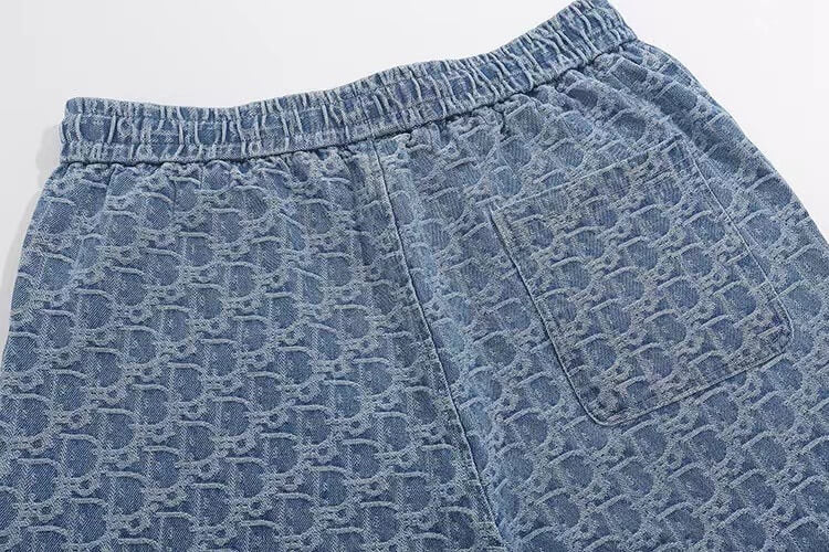 All-Over Letter Denim Shorts