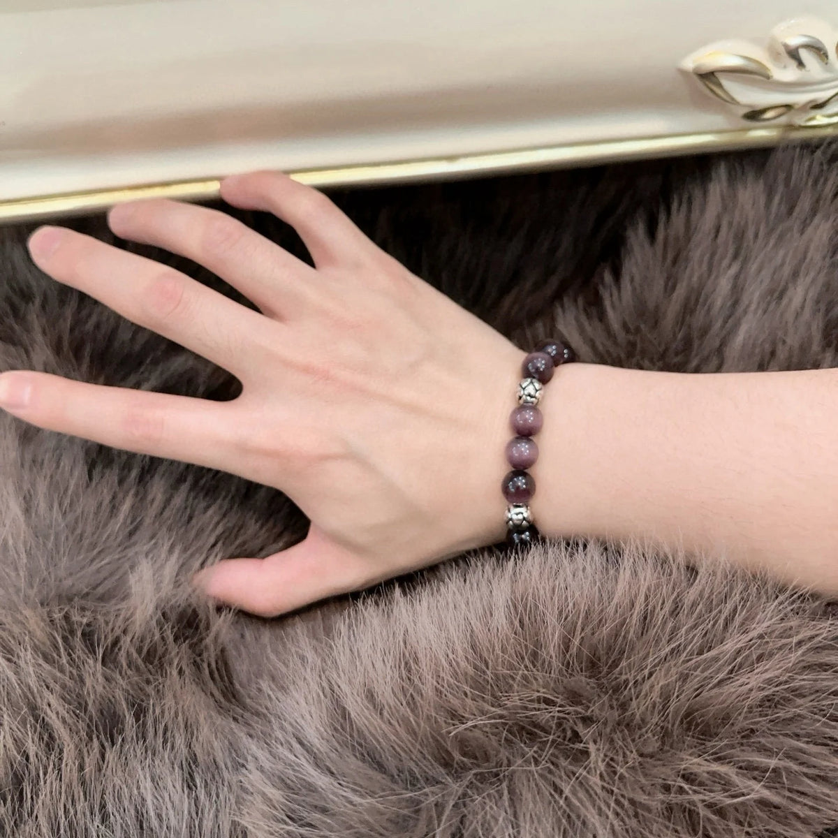 Multi element agate and Thai silver style bracelet