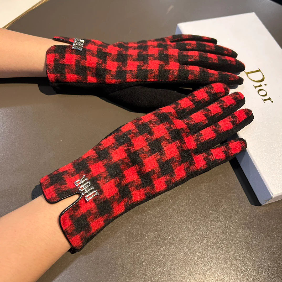 Thousand bird grid wool gloves