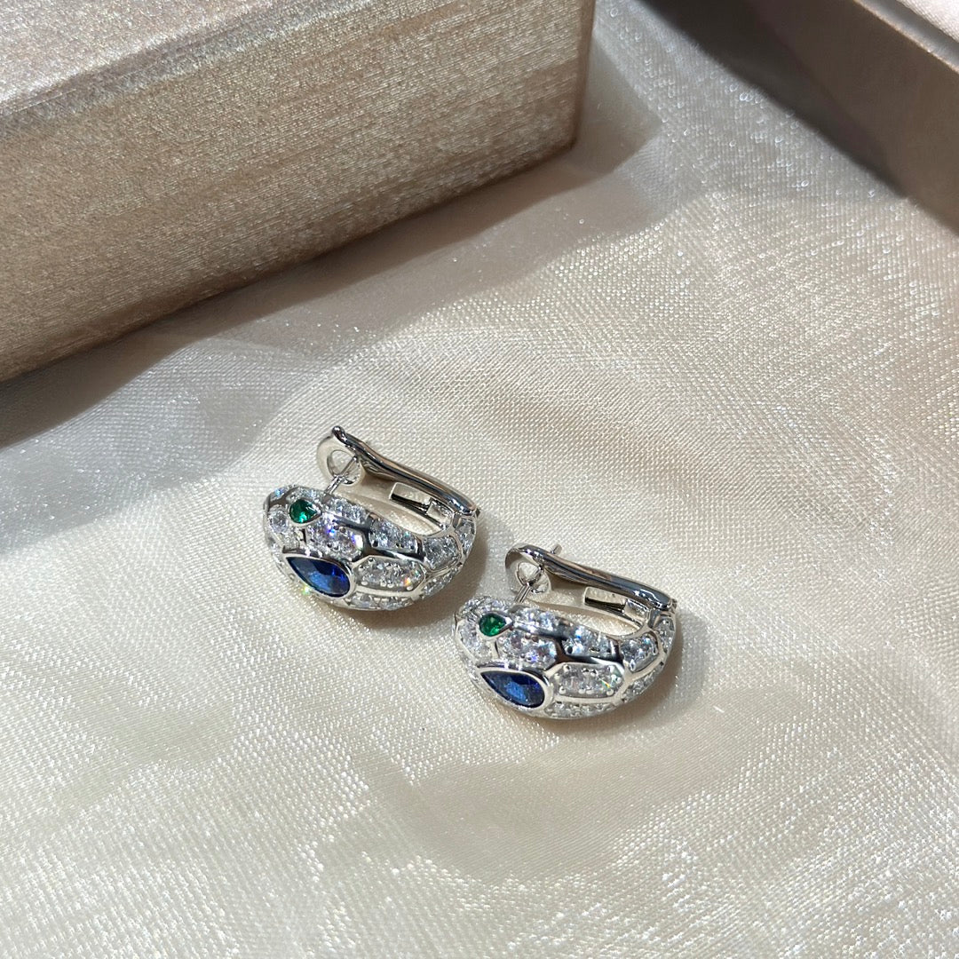 Silver snake patterned earrings
