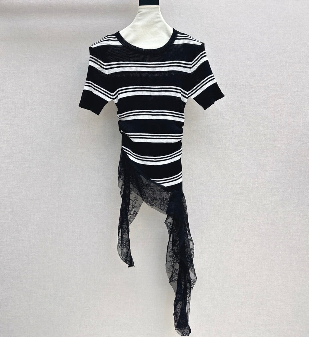 Deconstructed Lace-Knit Tee