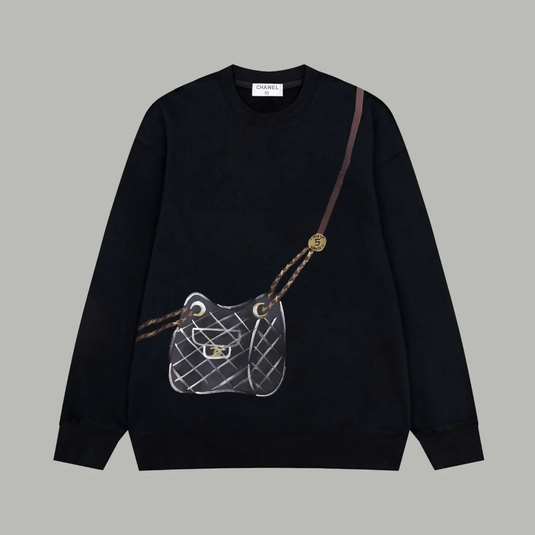 Printed looped long sleeved hoodie