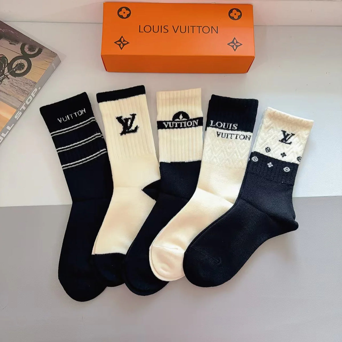 New letter rabbit velvet long tube socks