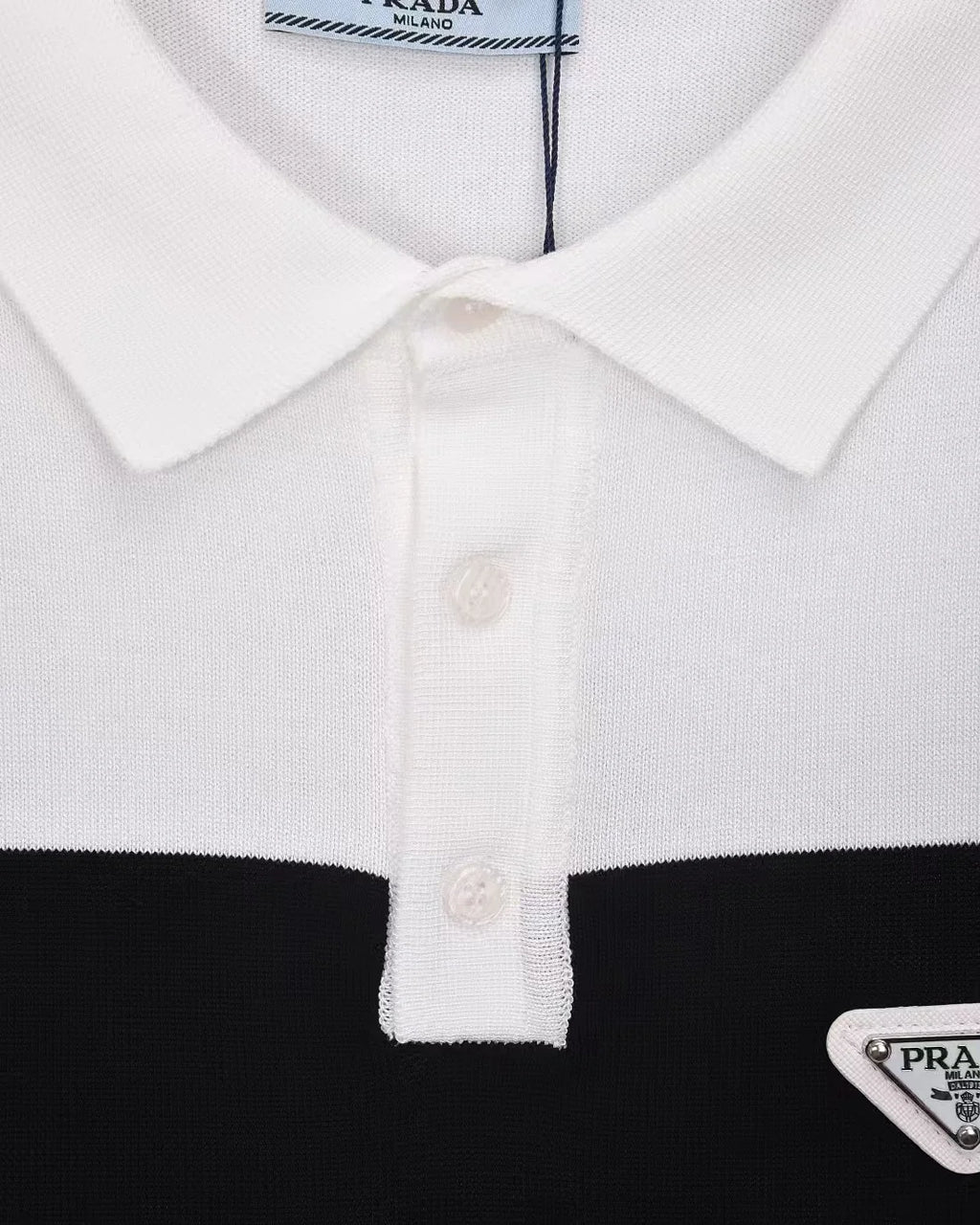 New striped knitted short sleeved polo shirt