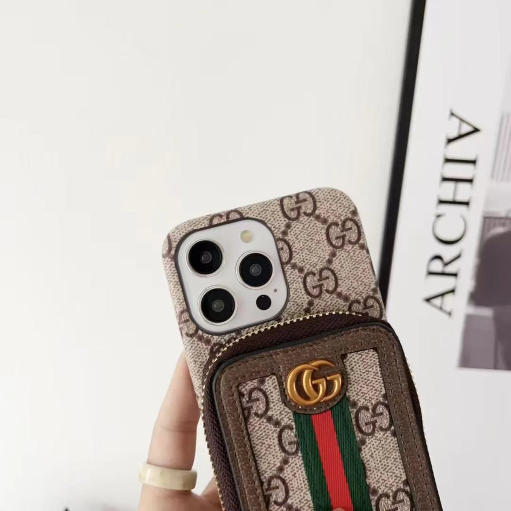 Zipper horizontal and vertical card case phone case