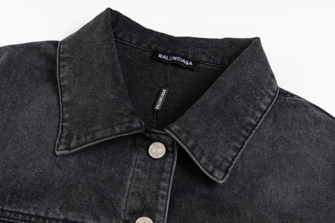 Classic back crown rhinestone vintage denim jacket