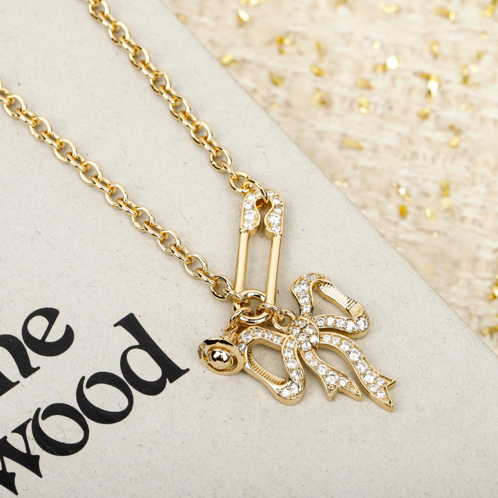 3D bow necklace