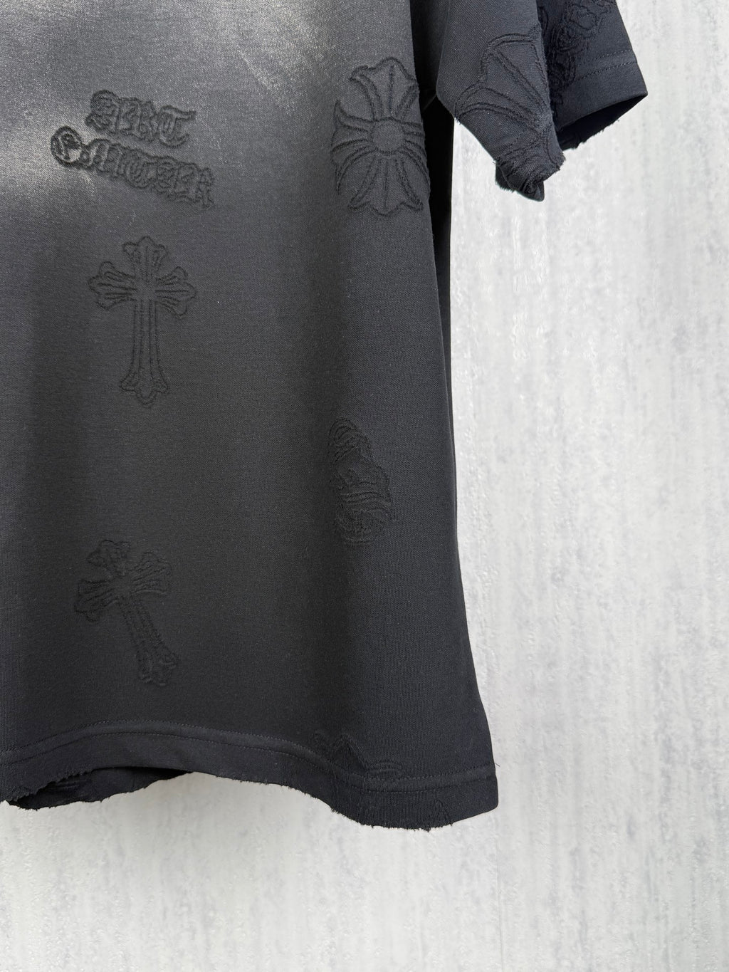 American style acid pickling, laser burning, flower pasting, fabric embroidery, couple casual short sleeved T-shirt