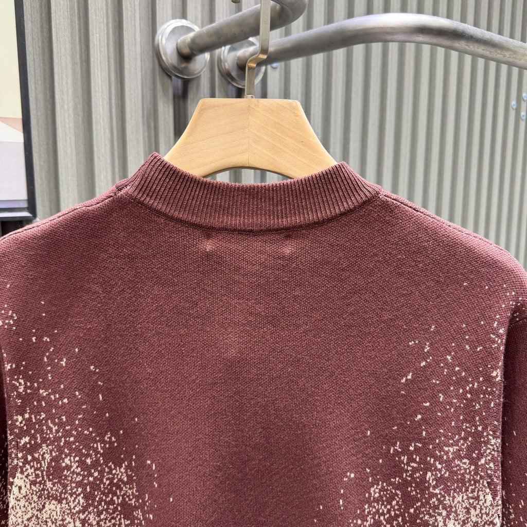 Letter dark jacquard gradient knitted shirt short sleeved