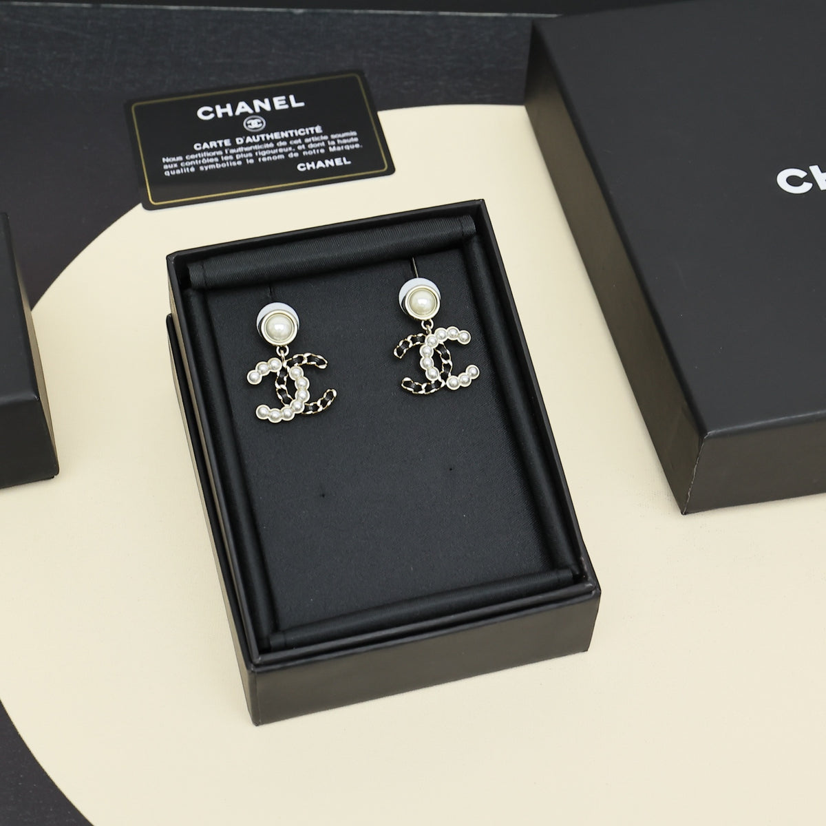 25K Pearl Double C Earrings