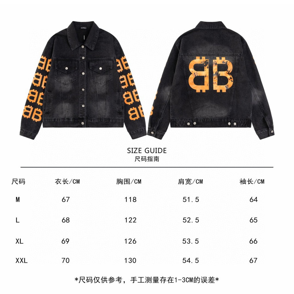 Hand drawn graffiti denim jacket with letters