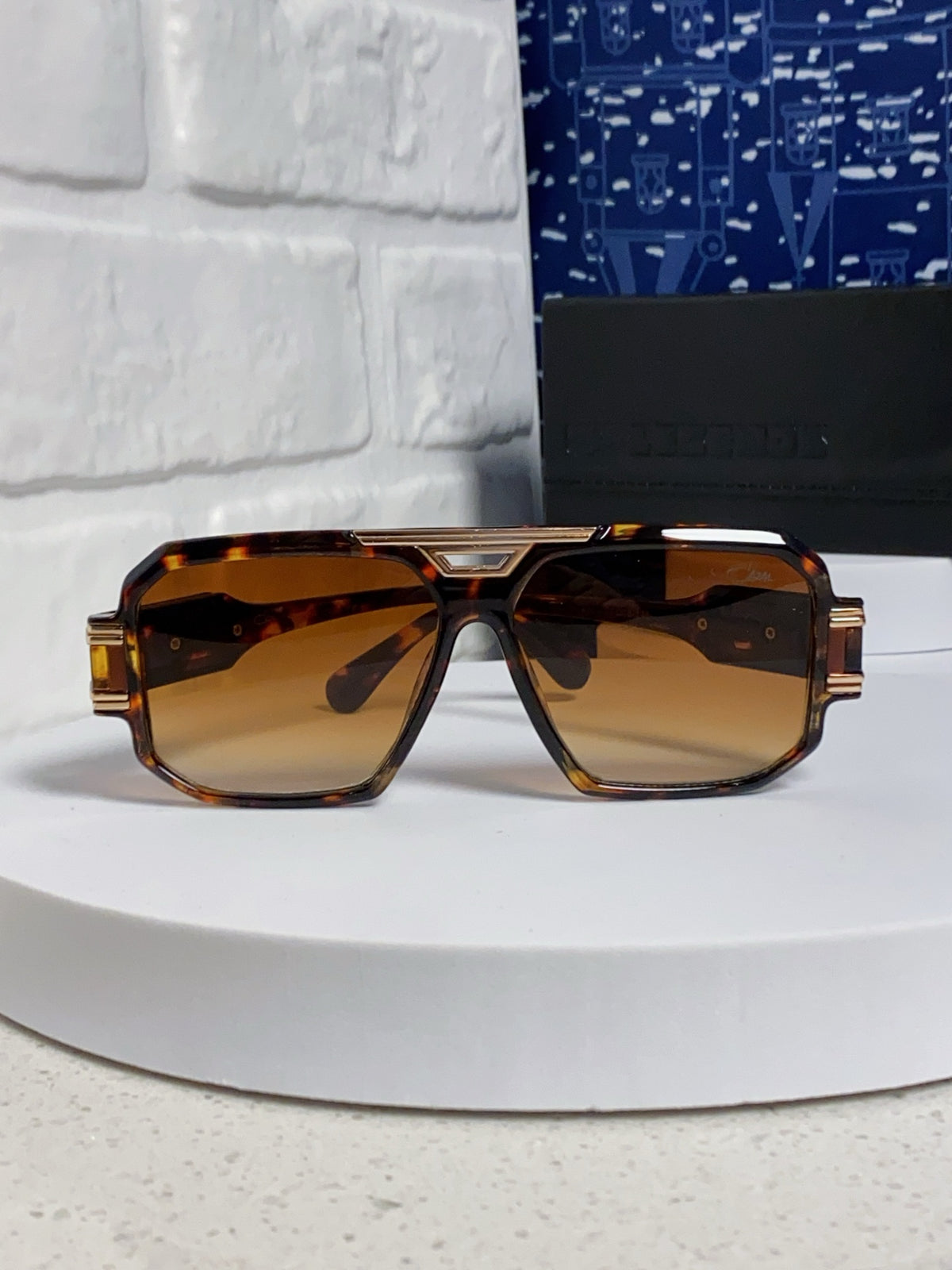 Steampunk retro square frame double beam sunglasses