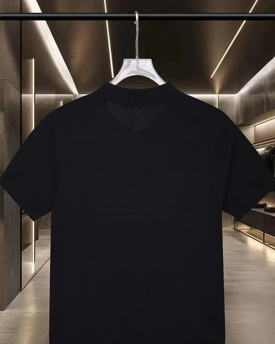 New striped knitted short sleeved polo shirt