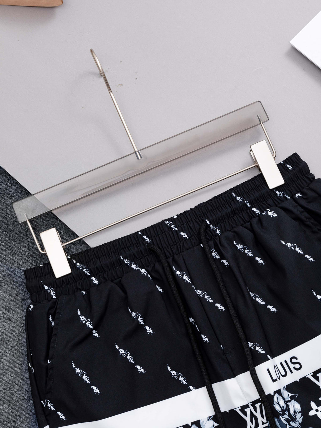 Straight striped spliced beach shorts