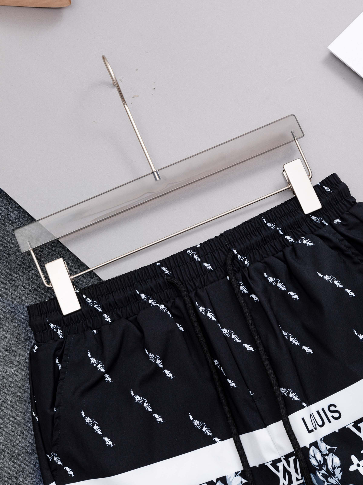 Straight striped spliced beach shorts