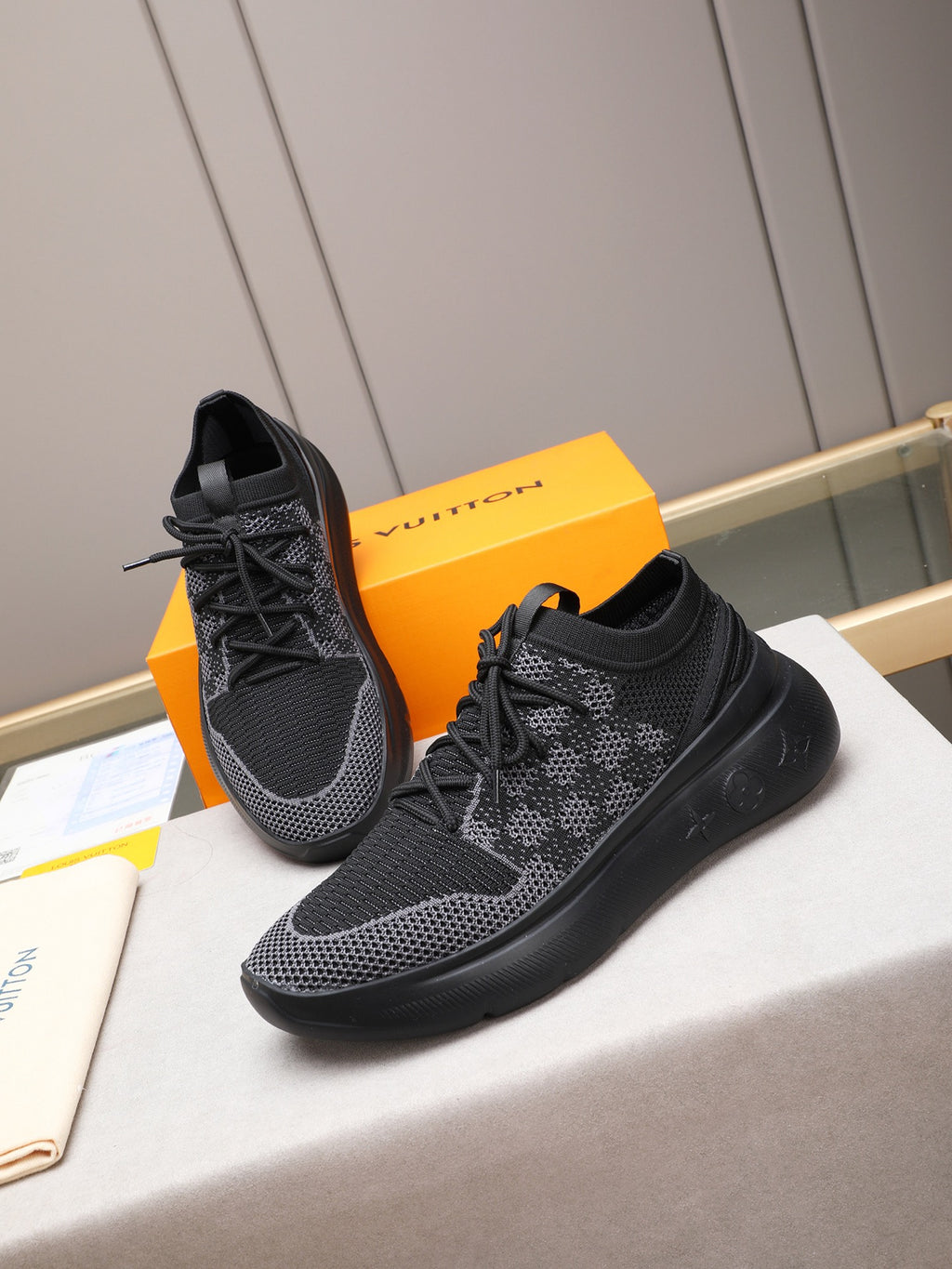 Shape embossed patchwork pattern shoe lace up series