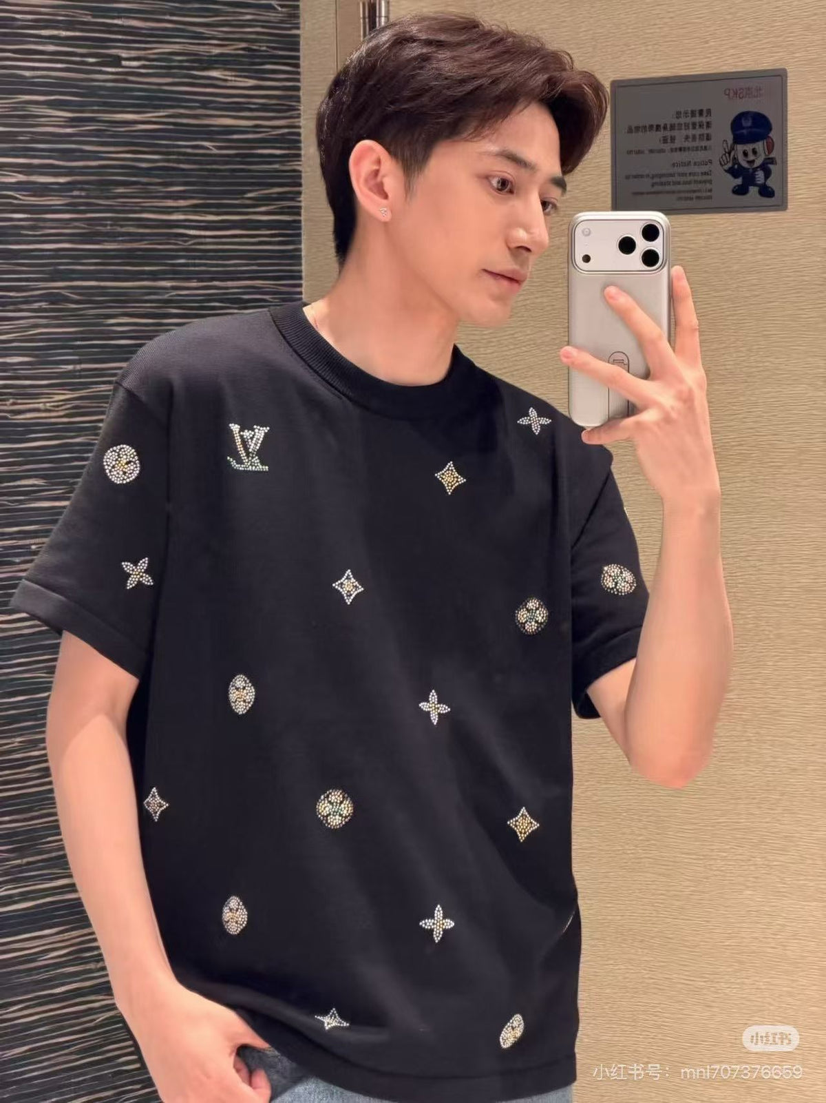 Summer New Letter Flower Hot Diamond Knitted Short Sleeve T-shirt